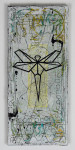 Dragonfly, akryl a lepidlo na plátně, 42x18cm, 2021