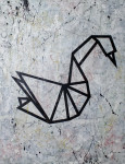 Black Swan, akryl a lepidlo na plátně, 210x162cm, 2021